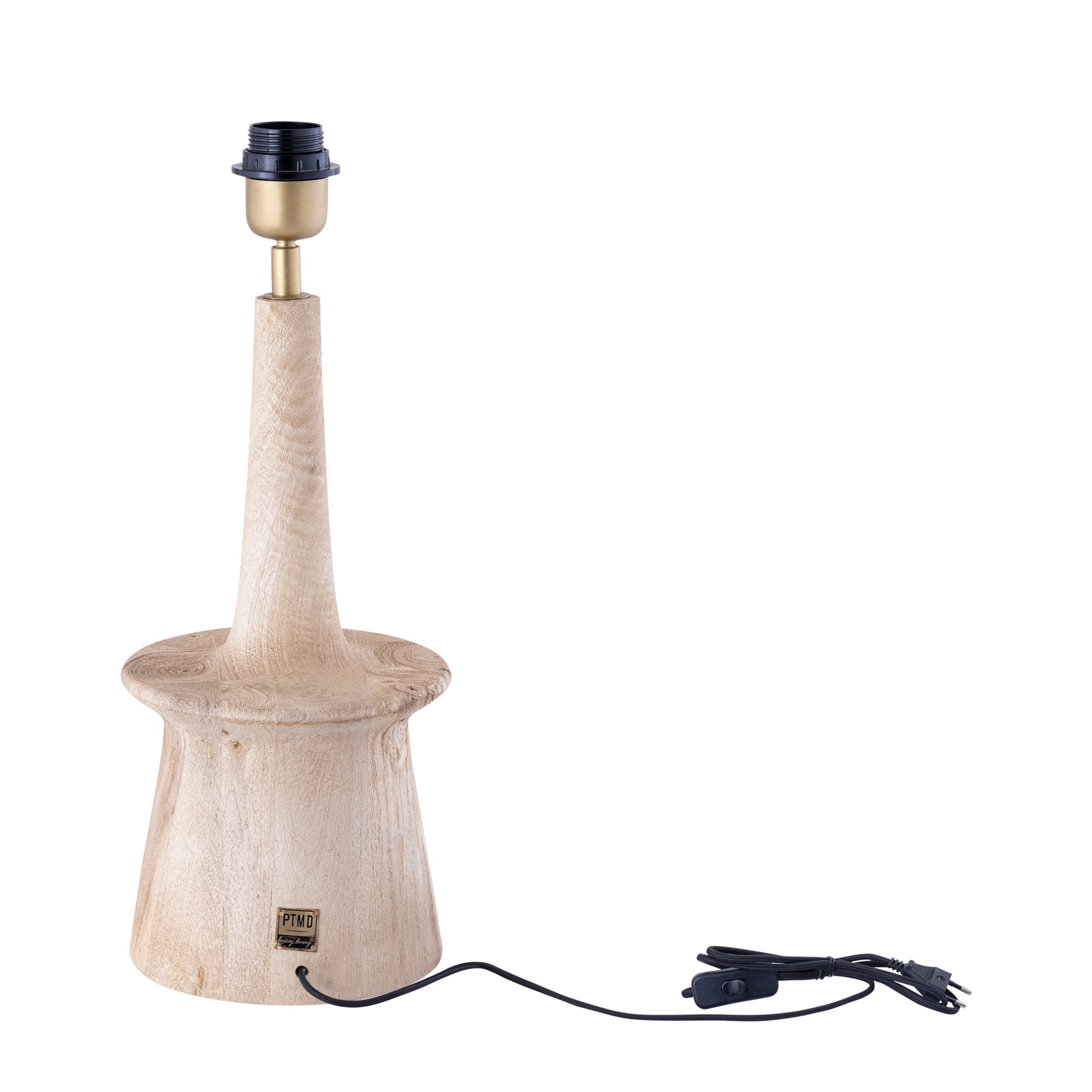 Caelin Natural Mango Wood Table Lamp Narrow Round